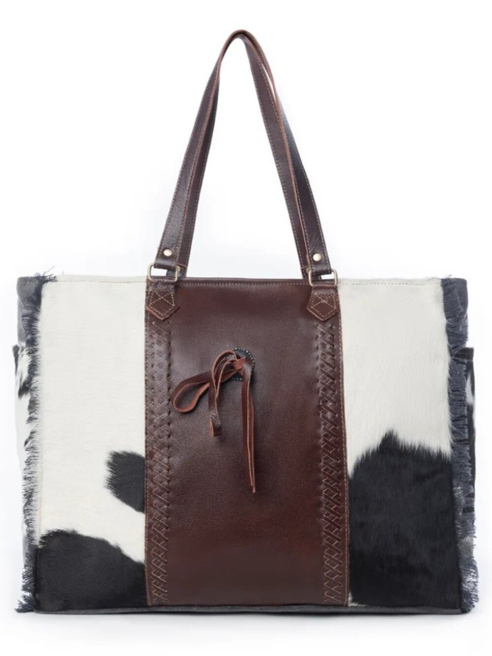 Myra Rosalinda Cowhide Leather Weekender Travel Overnight Tote Bag NWT